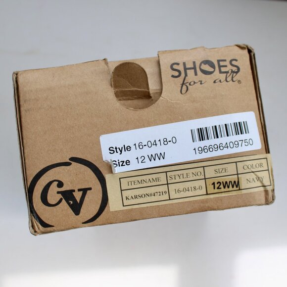 Comfortview The Karson Sling Navy Patent Leather Open-Toe Kitten Heels Size 12 W - Picture 7 of 8